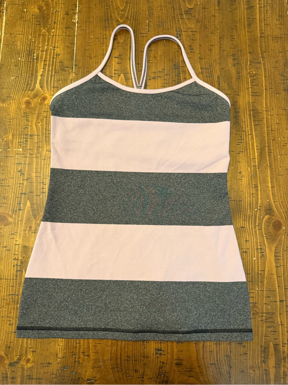 Lululemon Racerback Tank Top Yoga Athletic Gray & Purple Stripe Sz 6 EUC